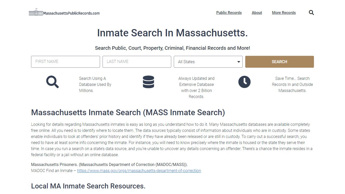 Inmate Search In Massachusetts. - Massachusetts public records