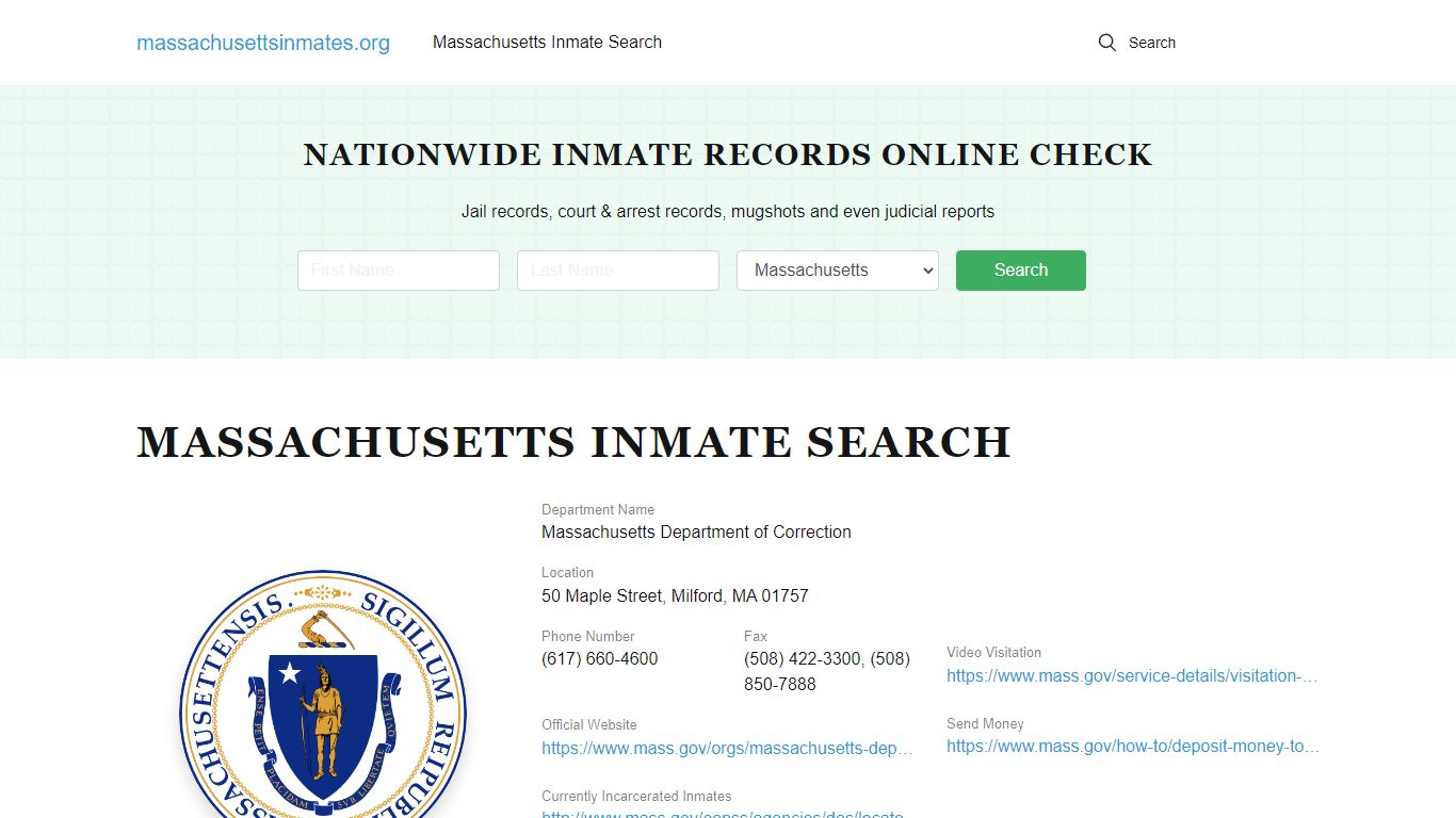 Massachusetts Offender Lookup - MA DOC Inmates